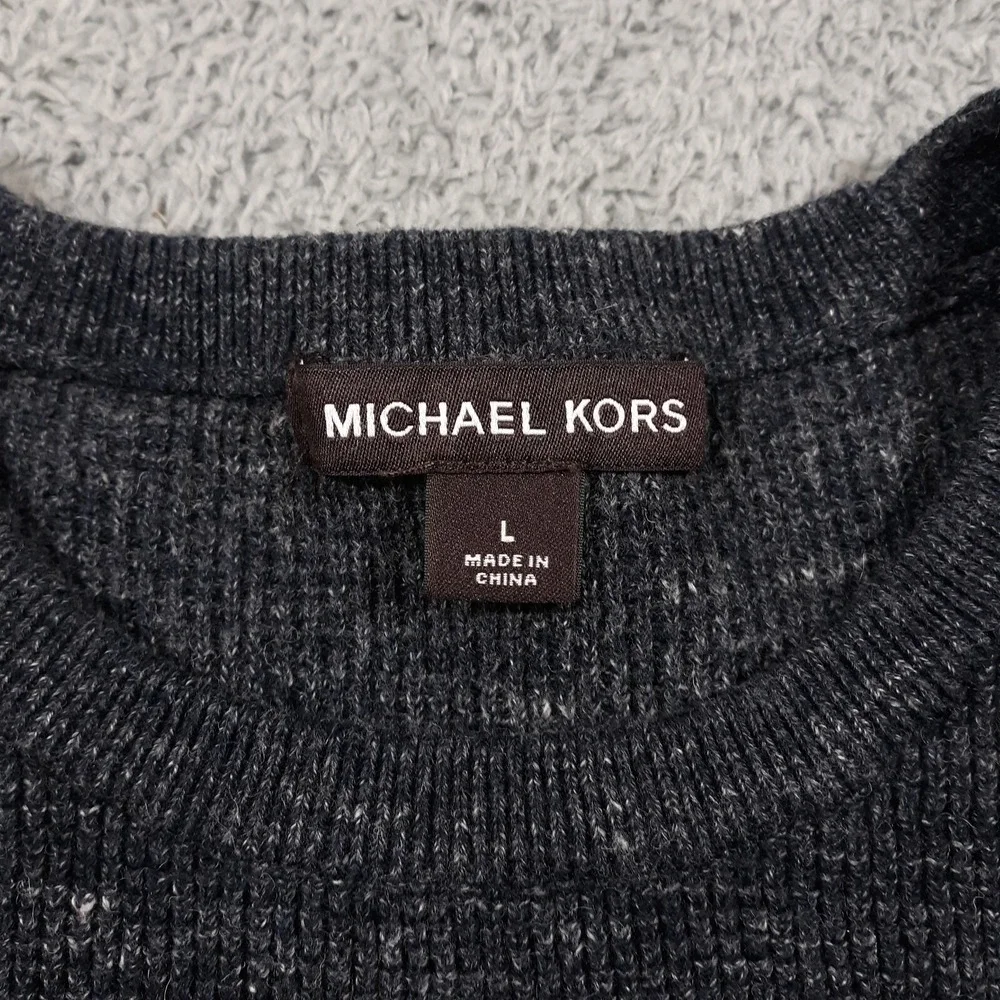 Michael Kors Sweater Pullover Cotton Wool Blend Blue Gray Mens Large